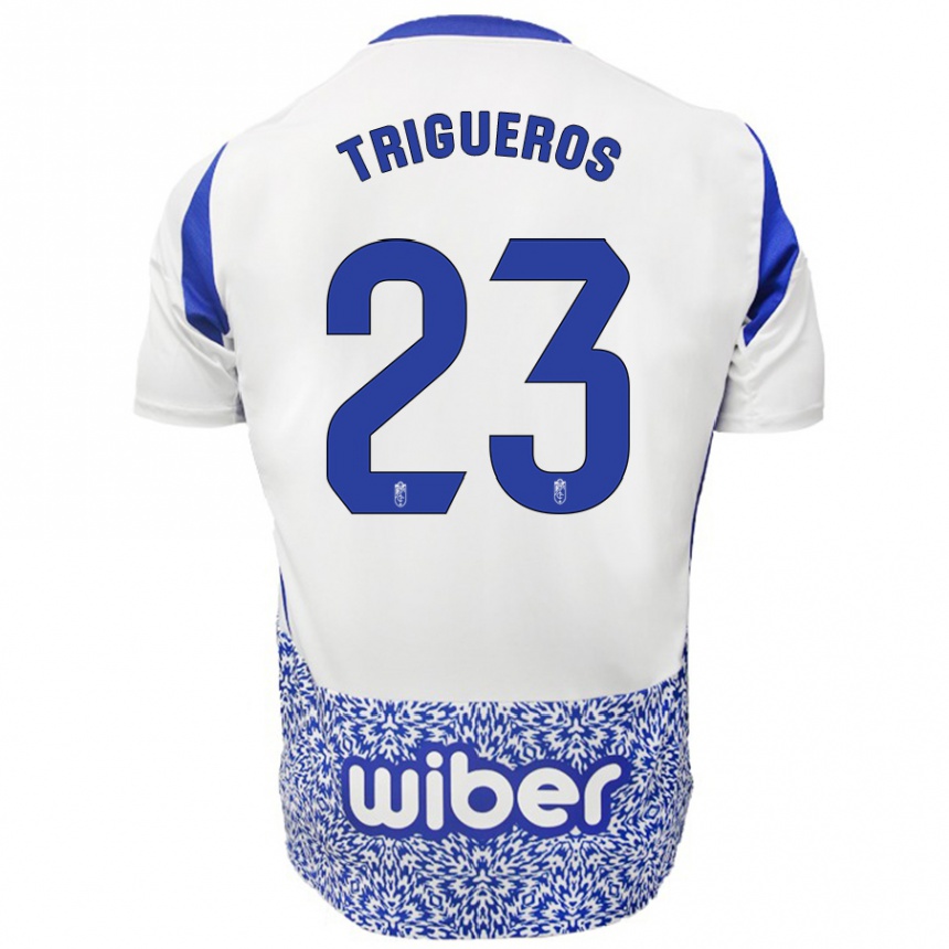 Kinder Fußball Manu Trigueros #23 Weiß Blau Auswärtstrikot Trikot 2024/25 T-Shirt Luxemburg