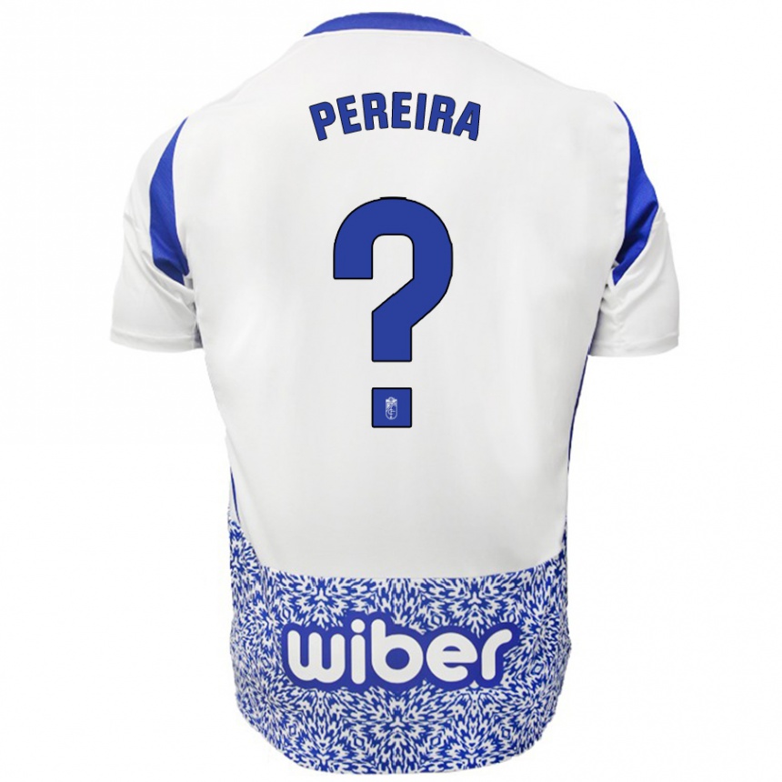 Kinder Fußball João Pereira #0 Weiß Blau Auswärtstrikot Trikot 2024/25 T-Shirt Luxemburg