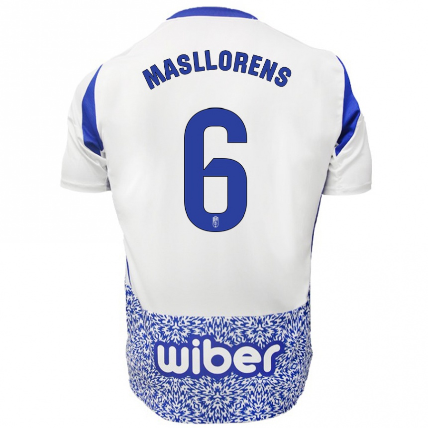 Kinder Fußball José Masllorens #6 Weiß Blau Auswärtstrikot Trikot 2024/25 T-Shirt Luxemburg