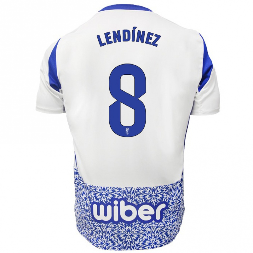 Kinder Fußball Juanma Lendínez #8 Weiß Blau Auswärtstrikot Trikot 2024/25 T-Shirt Luxemburg