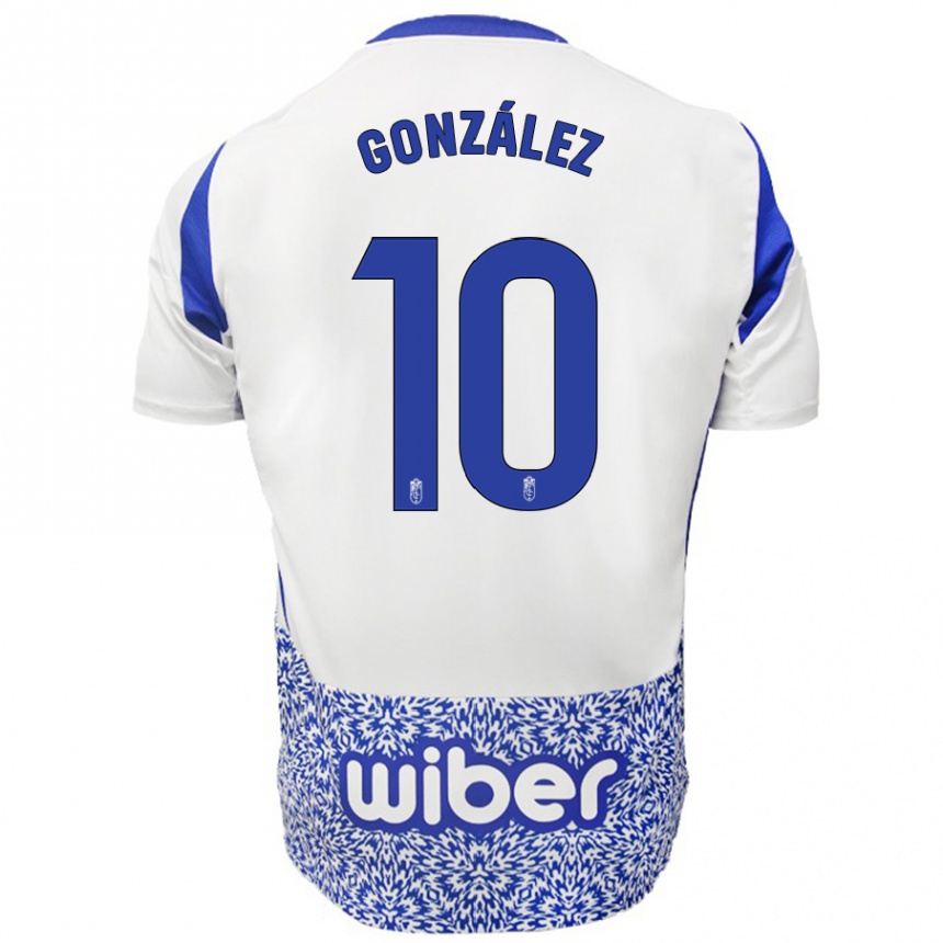 Kinder Fußball Mario González #10 Weiß Blau Auswärtstrikot Trikot 2024/25 T-Shirt Luxemburg