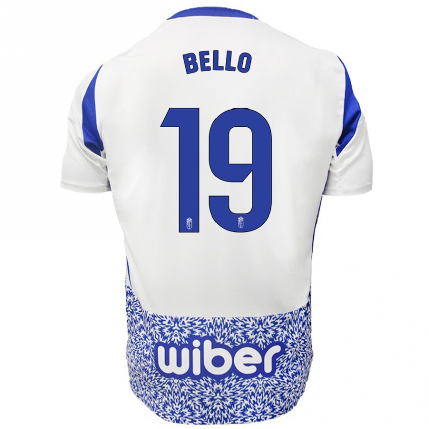 Kinder Fußball Eghosa Augustine Bello #19 Weiß Blau Auswärtstrikot Trikot 2024/25 T-Shirt Luxemburg