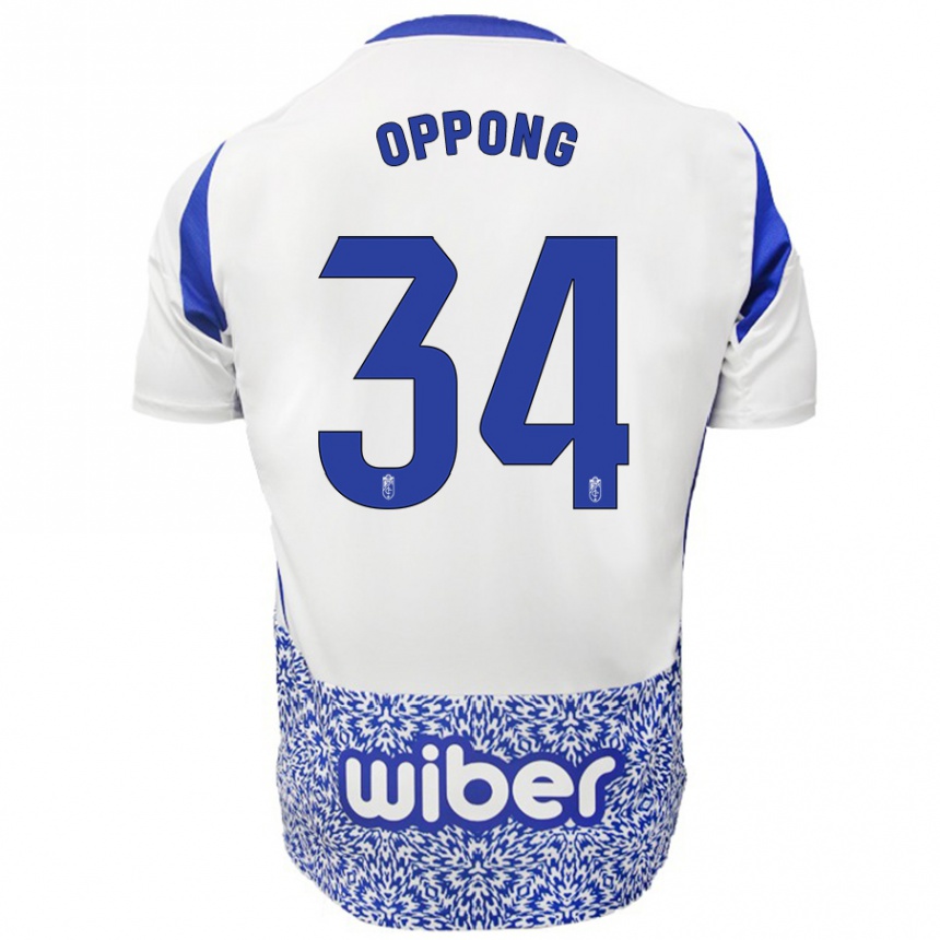 Kinder Fußball Oscar Naasei Oppong #34 Weiß Blau Auswärtstrikot Trikot 2024/25 T-Shirt Luxemburg