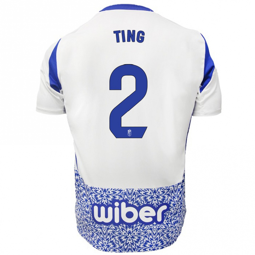 Kinder Fußball Xie Ting #2 Weiß Blau Auswärtstrikot Trikot 2024/25 T-Shirt Luxemburg