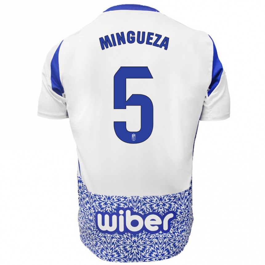 Kinder Fußball Ariadna Mingueza #5 Weiß Blau Auswärtstrikot Trikot 2024/25 T-Shirt Luxemburg