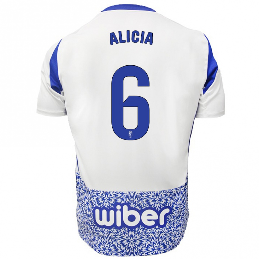 Kinder Fußball Alicia #6 Weiß Blau Auswärtstrikot Trikot 2024/25 T-Shirt Luxemburg