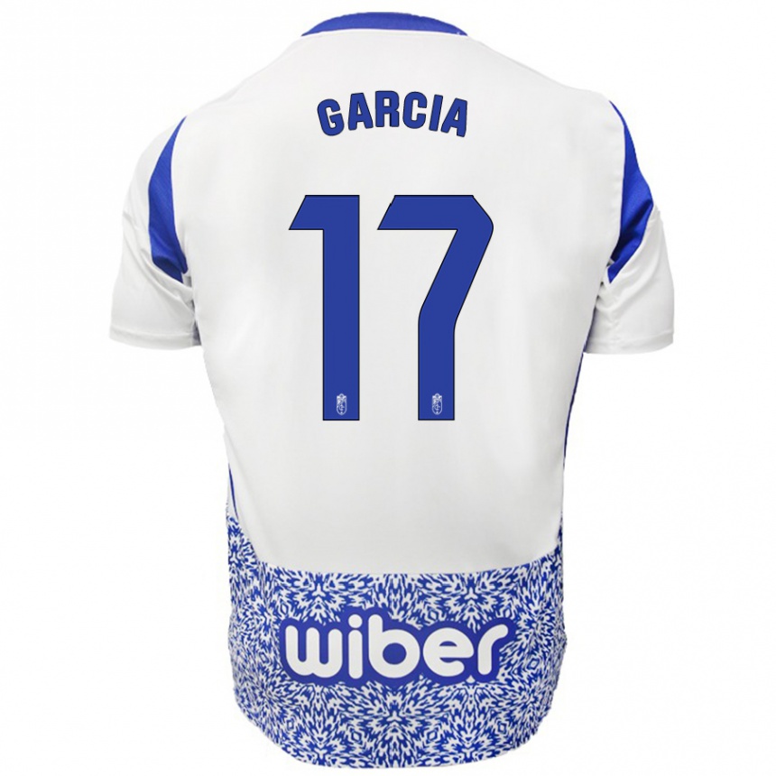 Kinder Fußball Naima García #17 Weiß Blau Auswärtstrikot Trikot 2024/25 T-Shirt Luxemburg