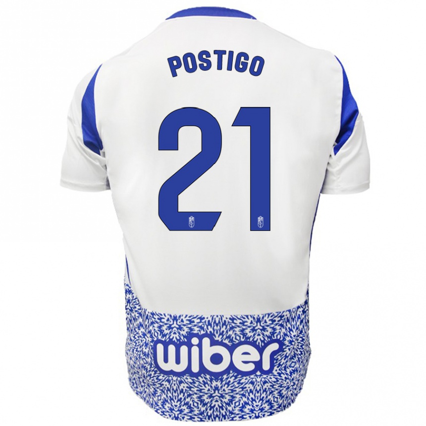 Kinder Fußball Postigo #21 Weiß Blau Auswärtstrikot Trikot 2024/25 T-Shirt Luxemburg