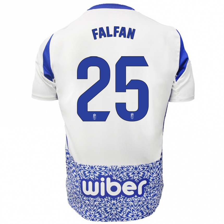 Kinder Fußball Daiana Falfán #25 Weiß Blau Auswärtstrikot Trikot 2024/25 T-Shirt Luxemburg