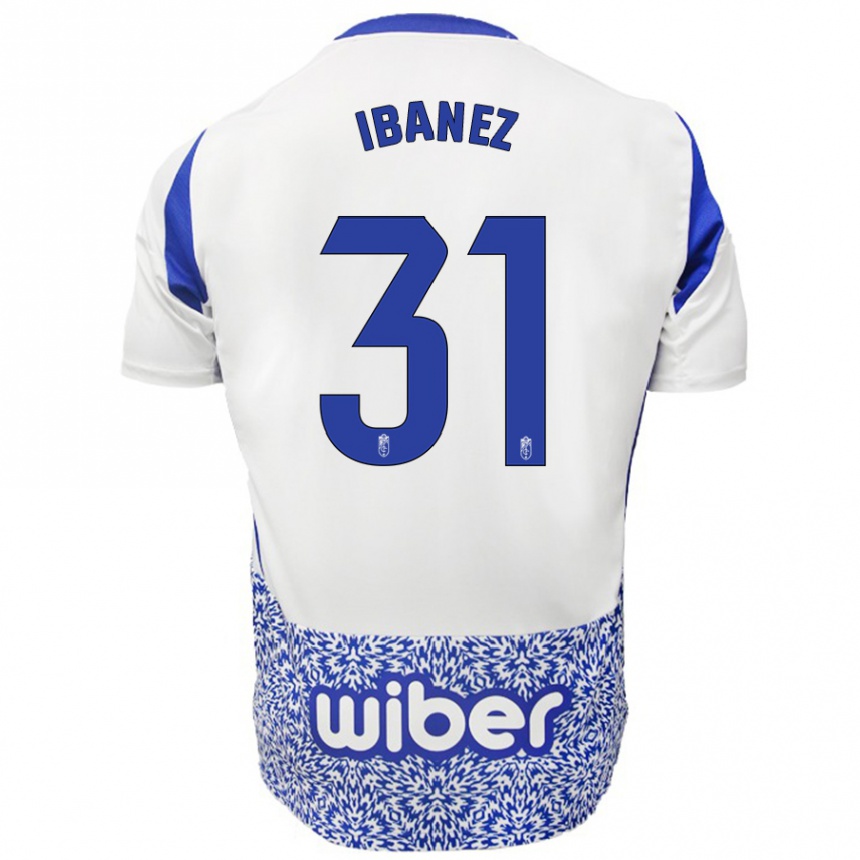 Kinder Fußball Alba Ibáñez #31 Weiß Blau Auswärtstrikot Trikot 2024/25 T-Shirt Luxemburg