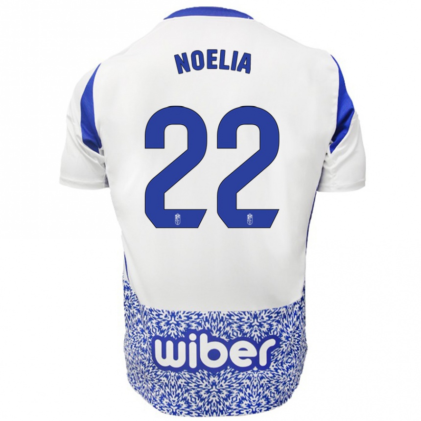 Kinder Fußball Noelia Salas Mullens #22 Weiß Blau Auswärtstrikot Trikot 2024/25 T-Shirt Luxemburg