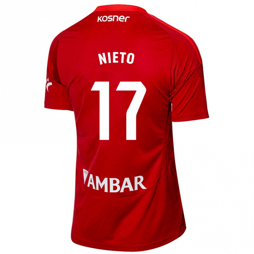 Kinder Fußball Carlos Nieto #17 Weiß Blau Auswärtstrikot Trikot 2024/25 T-Shirt Luxemburg