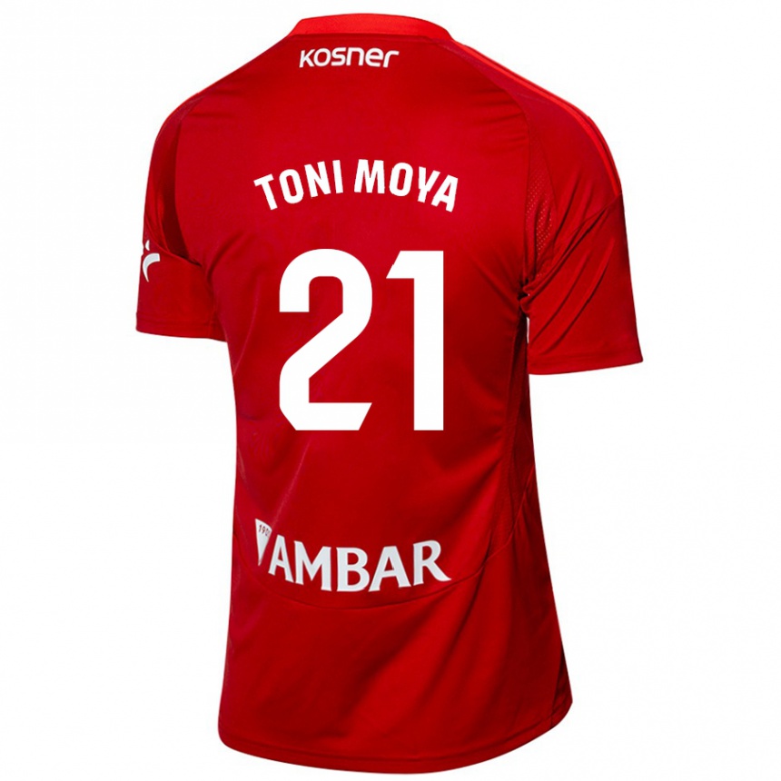 Kinder Fußball Toni Moya #21 Weiß Blau Auswärtstrikot Trikot 2024/25 T-Shirt Luxemburg