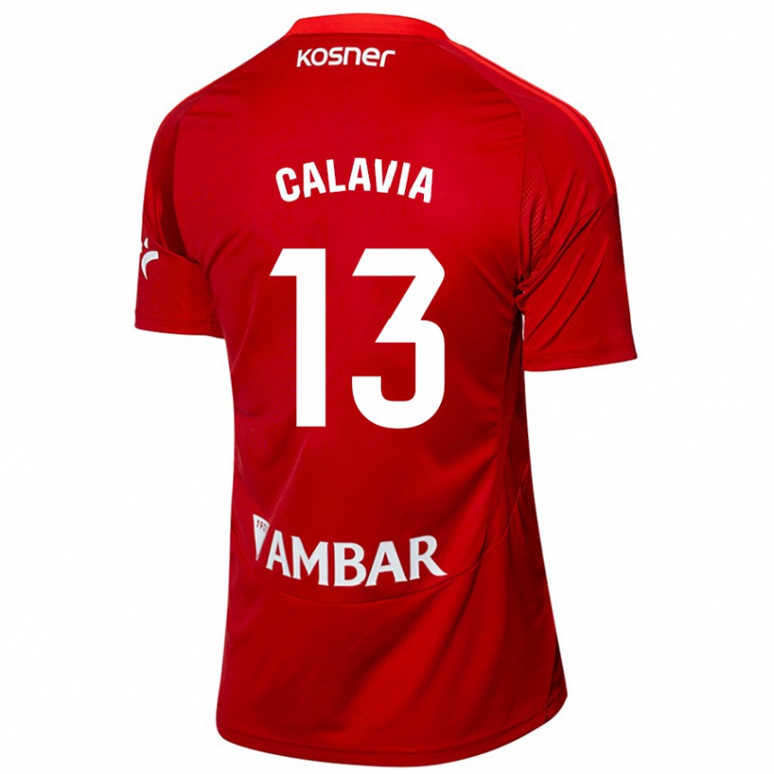 Kinder Fußball Carlos Calavia #13 Weiß Blau Auswärtstrikot Trikot 2024/25 T-Shirt Luxemburg