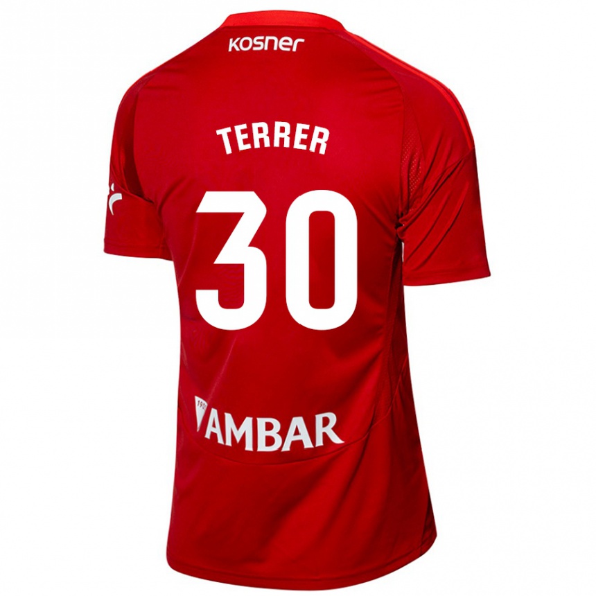 Kinder Fußball Lucas Terrer #30 Weiß Blau Auswärtstrikot Trikot 2024/25 T-Shirt Luxemburg