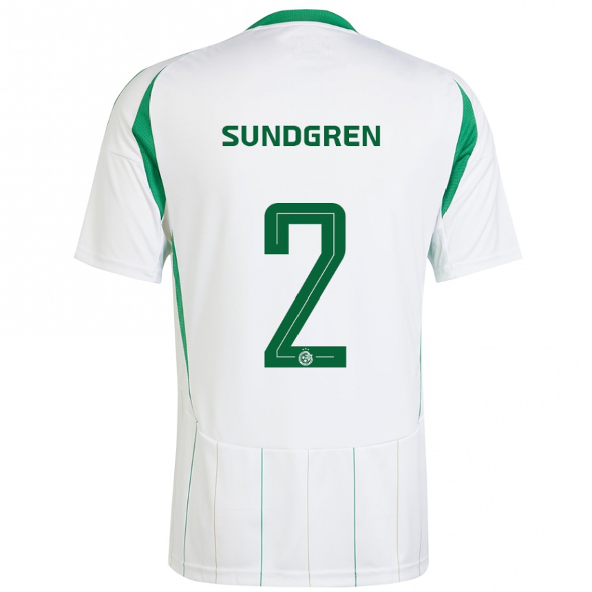 Kinder Fußball Daniel Sundgren #2 Weiß Grün Auswärtstrikot Trikot 2024/25 T-Shirt Luxemburg