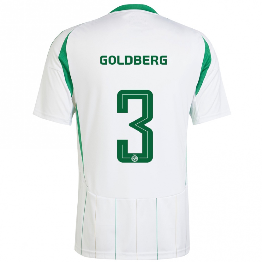 Kinder Fußball Shon Goldberg #3 Weiß Grün Auswärtstrikot Trikot 2024/25 T-Shirt Luxemburg