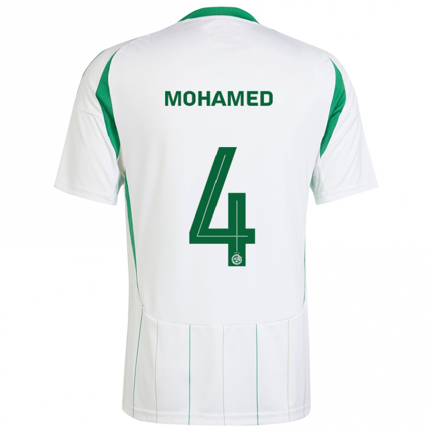 Kinder Fußball Ali Mohamed #4 Weiß Grün Auswärtstrikot Trikot 2024/25 T-Shirt Luxemburg