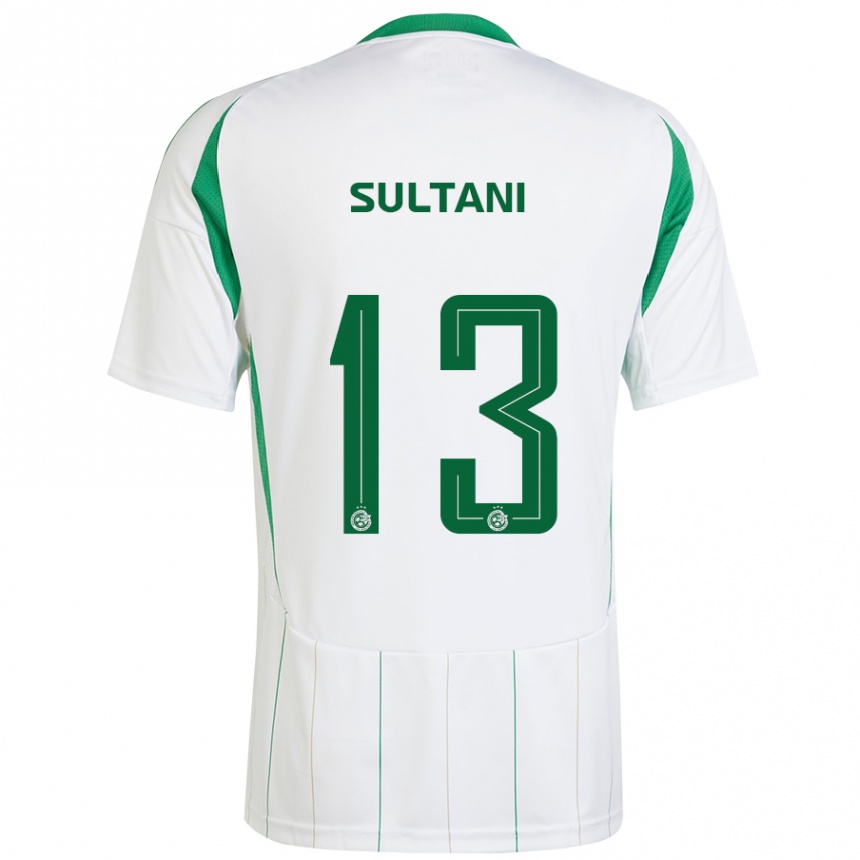 Kinder Fußball Tomás Sultani #13 Weiß Grün Auswärtstrikot Trikot 2024/25 T-Shirt Luxemburg