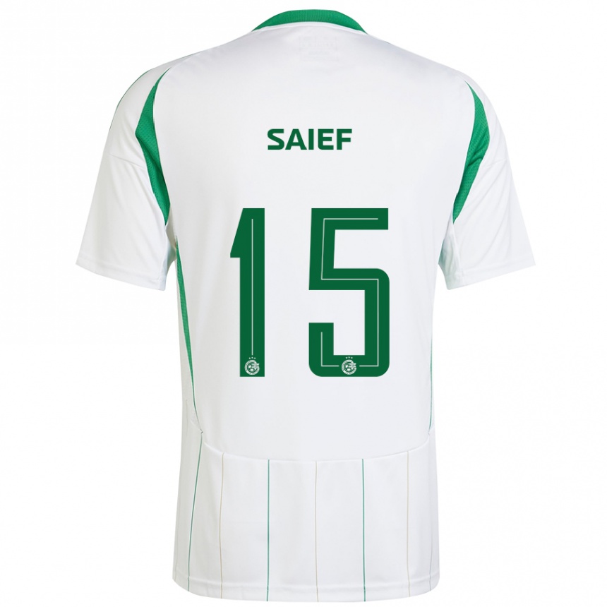 Kinder Fußball Kenny Saief #15 Weiß Grün Auswärtstrikot Trikot 2024/25 T-Shirt Luxemburg