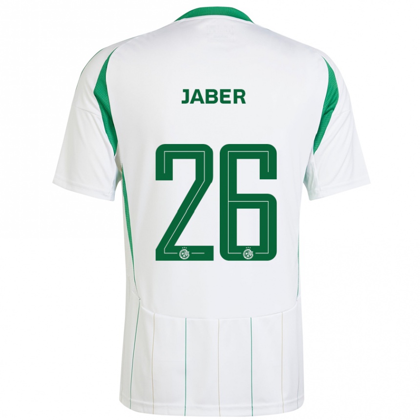 Kinder Fußball Mahmoud Jaber #26 Weiß Grün Auswärtstrikot Trikot 2024/25 T-Shirt Luxemburg