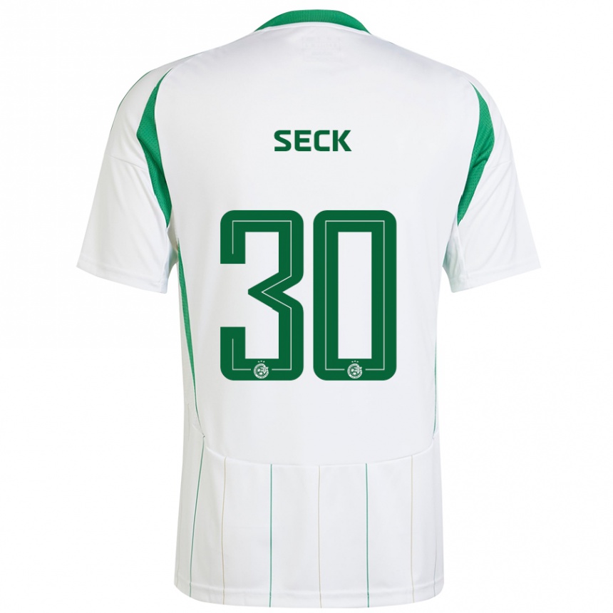 Kinder Fußball Abdoulaye Seck #30 Weiß Grün Auswärtstrikot Trikot 2024/25 T-Shirt Luxemburg