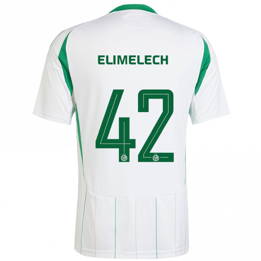 Kinder Fußball Roey Elimelech #42 Weiß Grün Auswärtstrikot Trikot 2024/25 T-Shirt Luxemburg