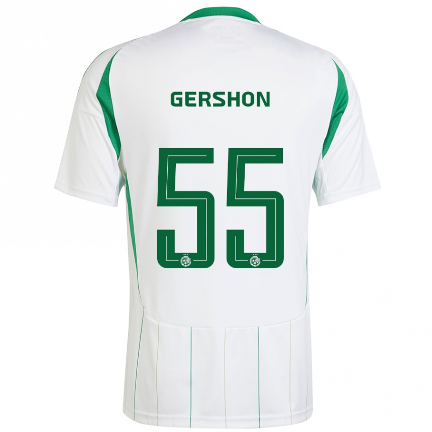 Kinder Fußball Rami Gershon #55 Weiß Grün Auswärtstrikot Trikot 2024/25 T-Shirt Luxemburg