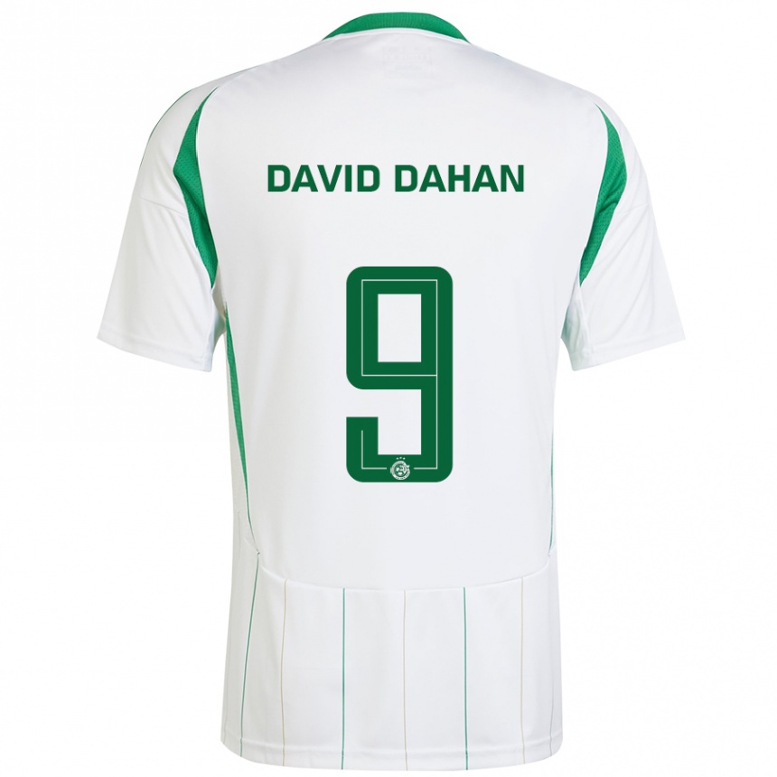 Kinder Fußball Omer David Dahan #9 Weiß Grün Auswärtstrikot Trikot 2024/25 T-Shirt Luxemburg