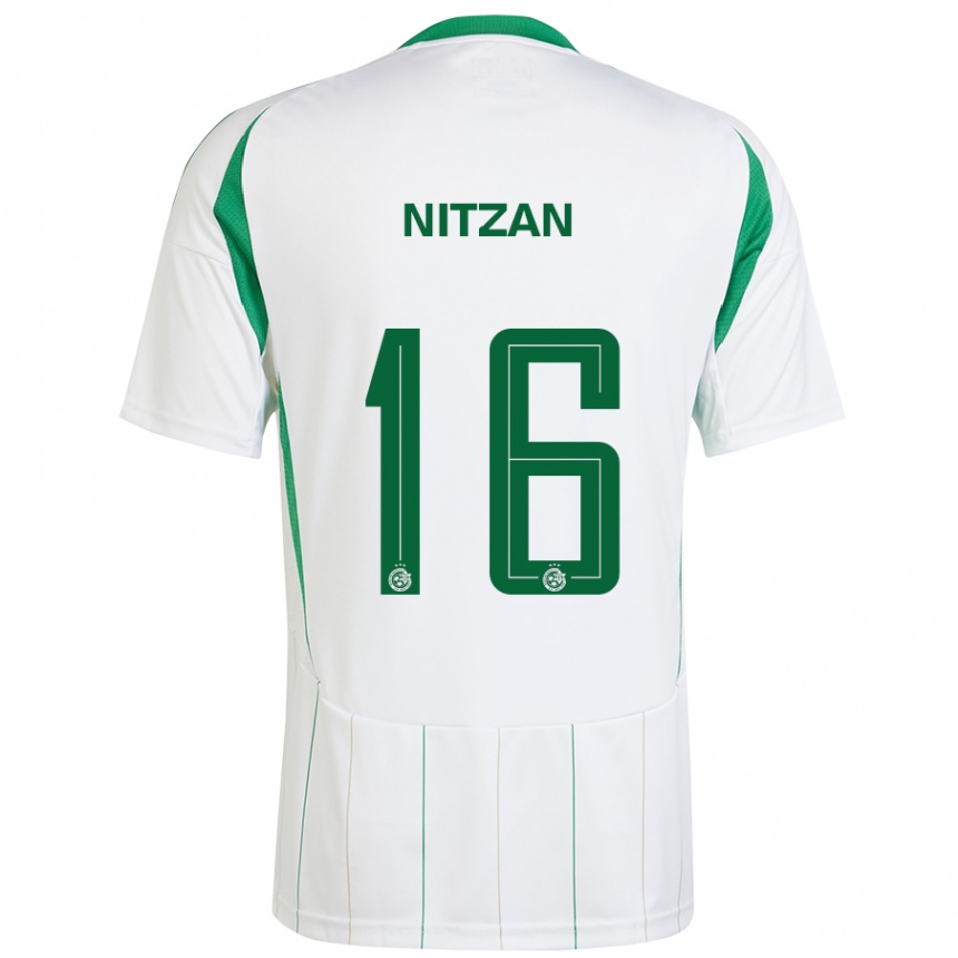 Kinder Fußball Itamar Nitzan #16 Weiß Grün Auswärtstrikot Trikot 2024/25 T-Shirt Luxemburg