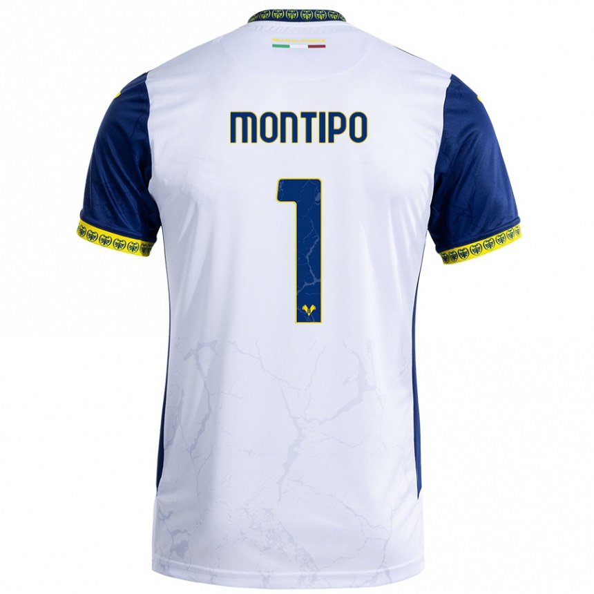 Kinder Fußball Lorenzo Montipò #1 Weiß Blau Auswärtstrikot Trikot 2024/25 T-Shirt Luxemburg