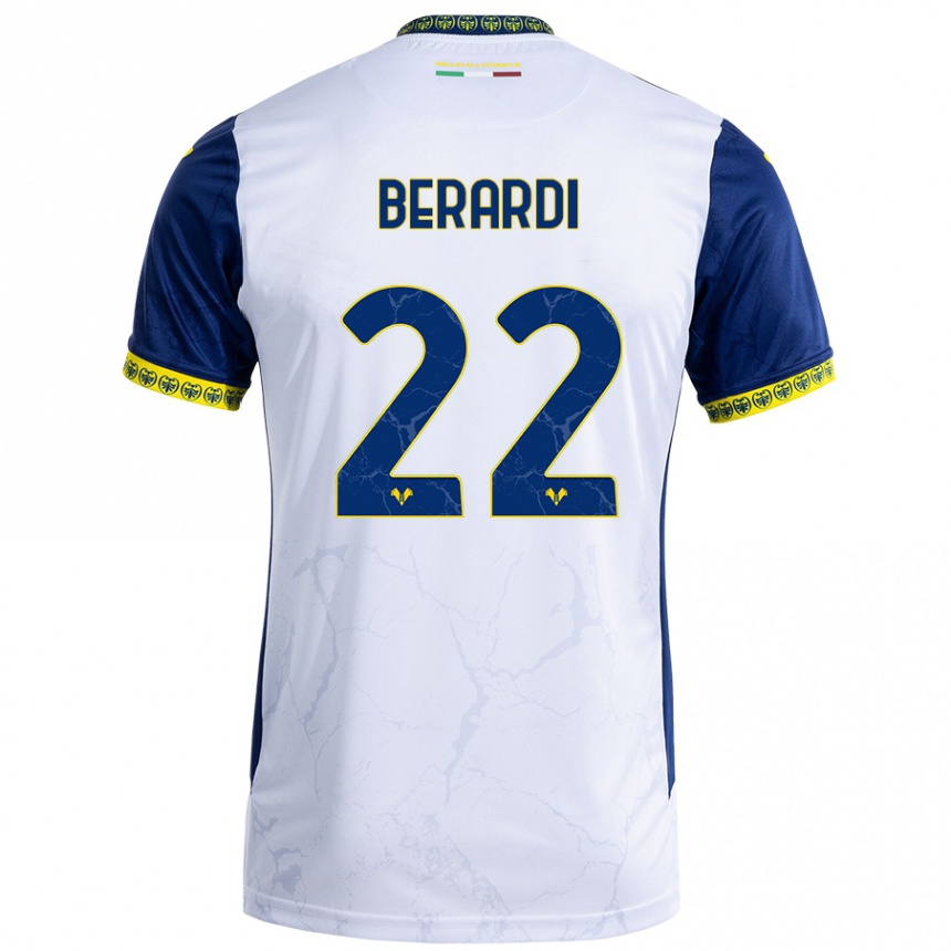 Kinder Fußball Alessandro Berardi #22 Weiß Blau Auswärtstrikot Trikot 2024/25 T-Shirt Luxemburg