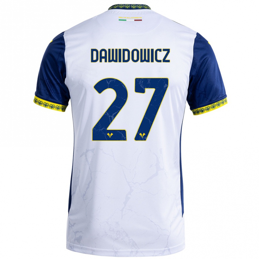 Kinder Fußball Pawel Dawidowicz #27 Weiß Blau Auswärtstrikot Trikot 2024/25 T-Shirt Luxemburg