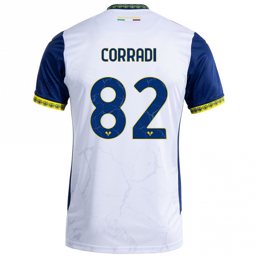 Kinder Fußball Christian Corradi #82 Weiß Blau Auswärtstrikot Trikot 2024/25 T-Shirt Luxemburg