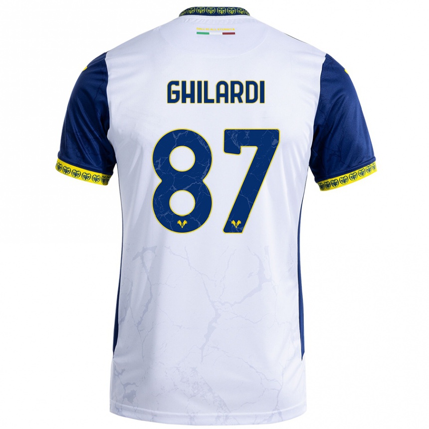 Kinder Fußball Daniele Ghilardi #87 Weiß Blau Auswärtstrikot Trikot 2024/25 T-Shirt Luxemburg