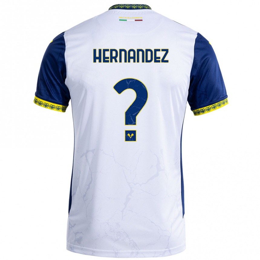 Kinder Fußball Joaquin Hernandez #0 Weiß Blau Auswärtstrikot Trikot 2024/25 T-Shirt Luxemburg