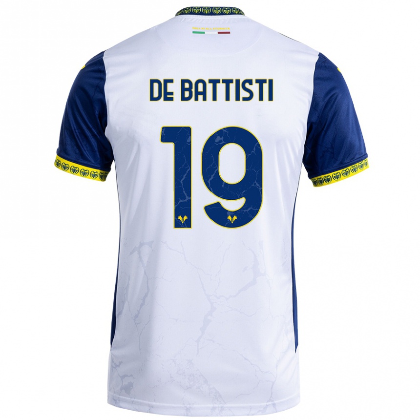 Kinder Fußball Davide De Battisti #19 Weiß Blau Auswärtstrikot Trikot 2024/25 T-Shirt Luxemburg