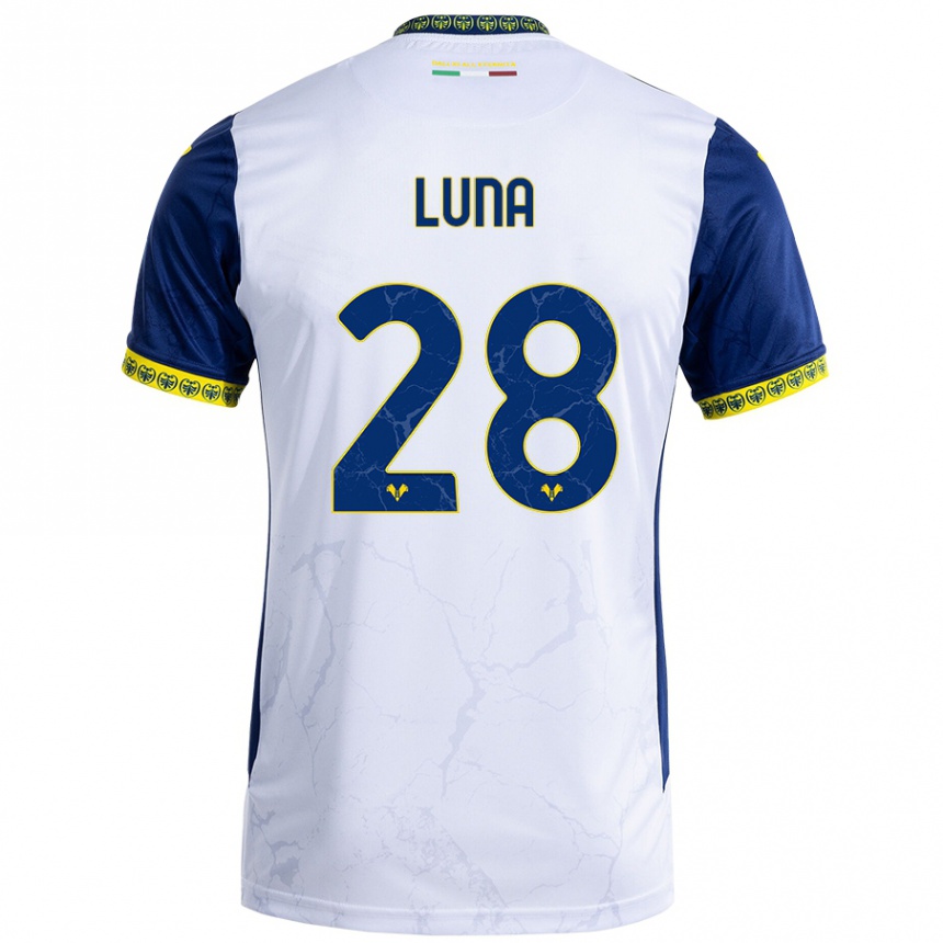 Kinder Fußball Agustín Luna #28 Weiß Blau Auswärtstrikot Trikot 2024/25 T-Shirt Luxemburg