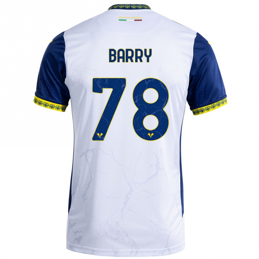 Kinder Fußball Oumar Barry #78 Weiß Blau Auswärtstrikot Trikot 2024/25 T-Shirt Luxemburg