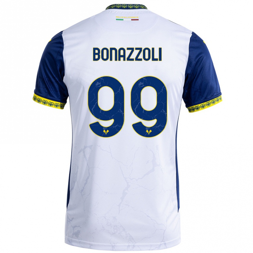 Kinder Fußball Federico Bonazzoli #99 Weiß Blau Auswärtstrikot Trikot 2024/25 T-Shirt Luxemburg