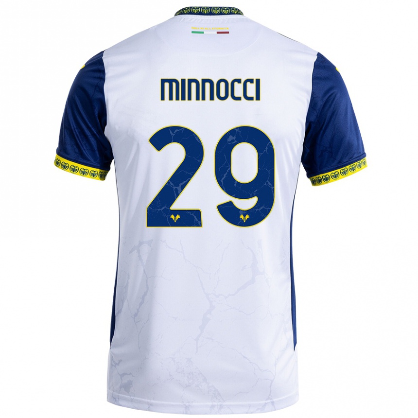 Kinder Fußball Valerio Minnocci #29 Weiß Blau Auswärtstrikot Trikot 2024/25 T-Shirt Luxemburg