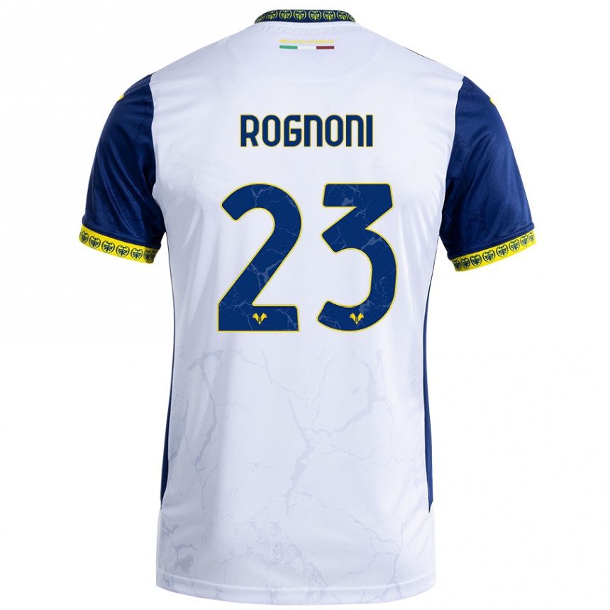 Kinder Fußball Alessia Rognoni #23 Weiß Blau Auswärtstrikot Trikot 2024/25 T-Shirt Luxemburg