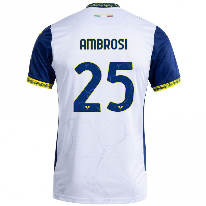 Kinder Fußball Caterina Ambrosi #25 Weiß Blau Auswärtstrikot Trikot 2024/25 T-Shirt Luxemburg