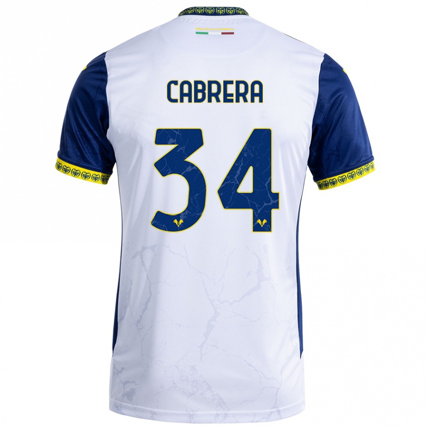 Kinder Fußball Ilena Cabrera #34 Weiß Blau Auswärtstrikot Trikot 2024/25 T-Shirt Luxemburg