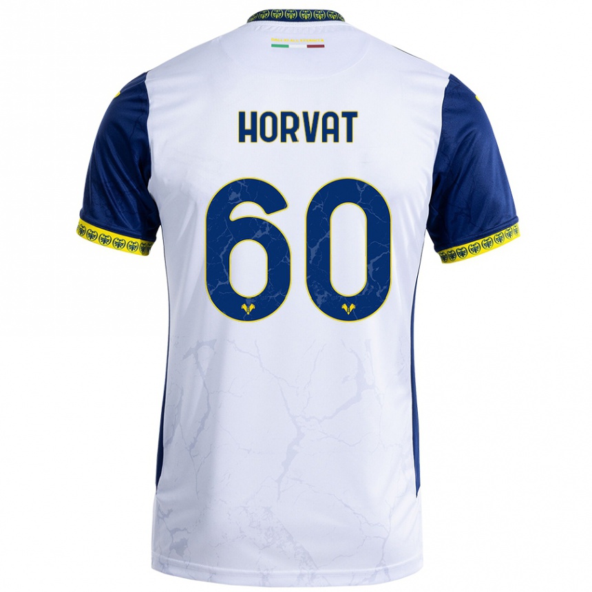 Kinder Fußball Mihaela Horvat #60 Weiß Blau Auswärtstrikot Trikot 2024/25 T-Shirt Luxemburg