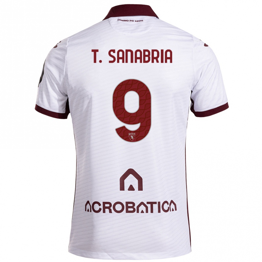 Kinder Fußball Antonio Sanabria #9 Weiß Kastanienbraun Auswärtstrikot Trikot 2024/25 T-Shirt Luxemburg