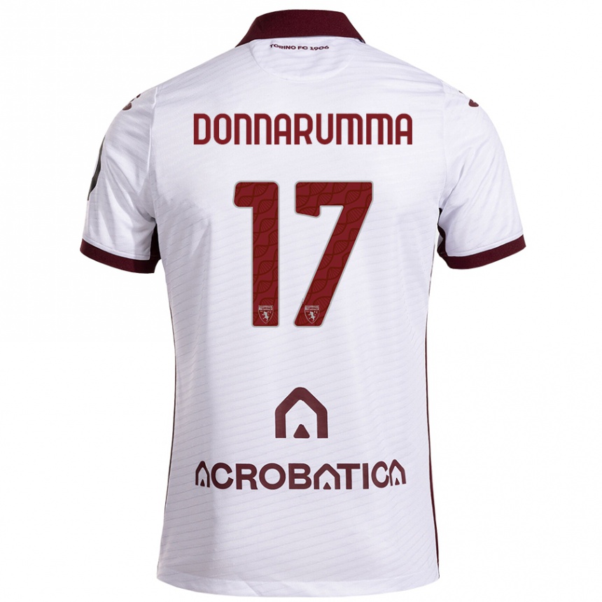 Kinder Fußball Antonio Donnarumma #17 Weiß Kastanienbraun Auswärtstrikot Trikot 2024/25 T-Shirt Luxemburg