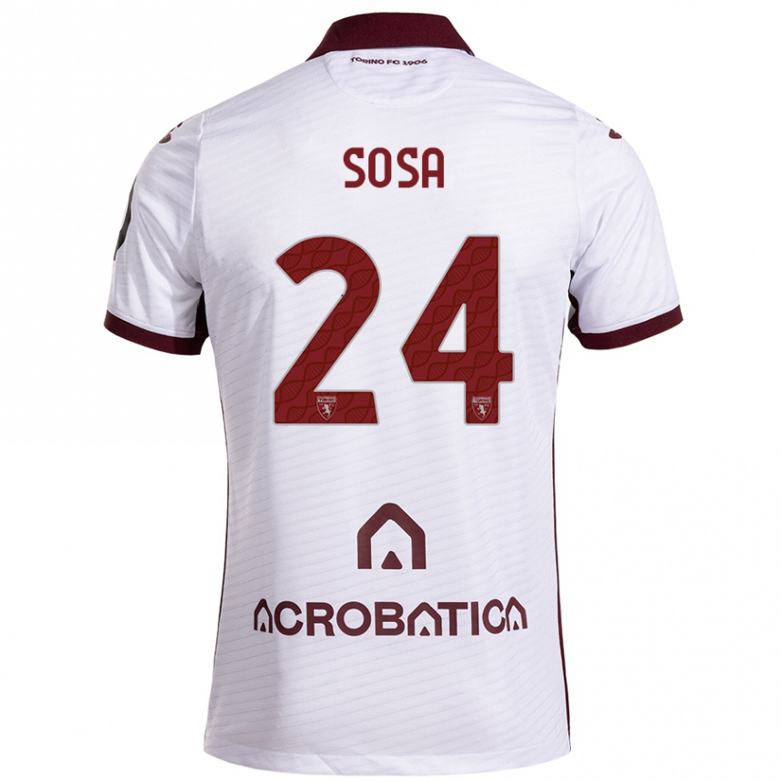 Kinder Fußball Borna Sosa #24 Weiß Kastanienbraun Auswärtstrikot Trikot 2024/25 T-Shirt Luxemburg