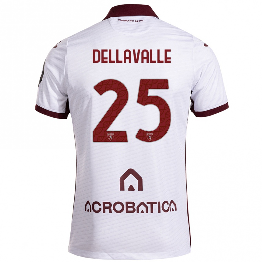 Kinder Fußball Alessandro Dellavalle #25 Weiß Kastanienbraun Auswärtstrikot Trikot 2024/25 T-Shirt Luxemburg