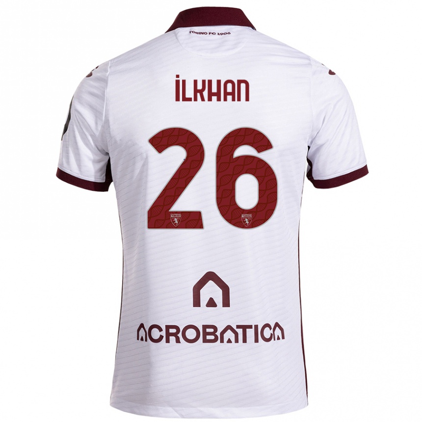 Kinder Fußball Emirhan İlkhan #26 Weiß Kastanienbraun Auswärtstrikot Trikot 2024/25 T-Shirt Luxemburg